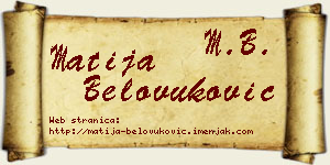 Matija Belovuković vizit kartica